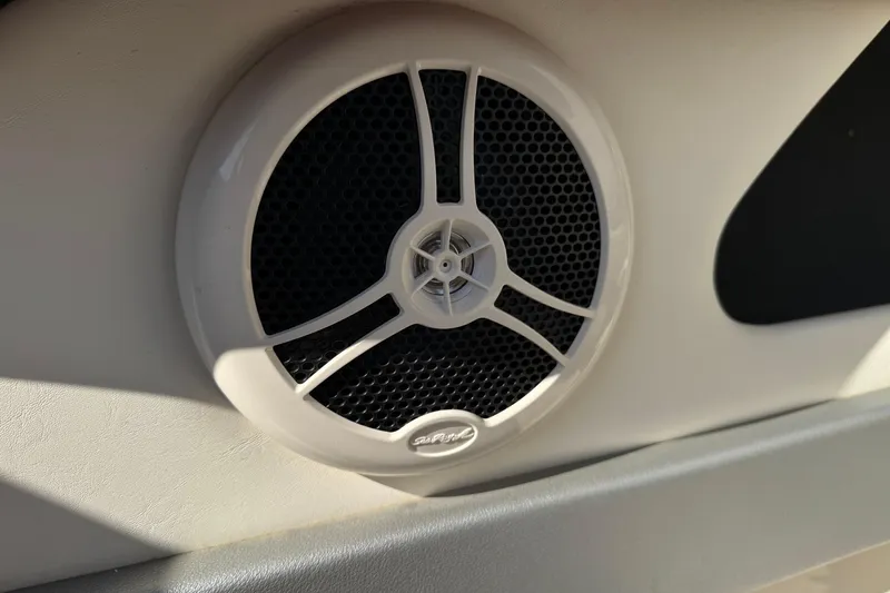 Slide: The Image of Speaker on a 2008 Sea Ray 205 Sport boat, featuring a sleek white grille design. - 23