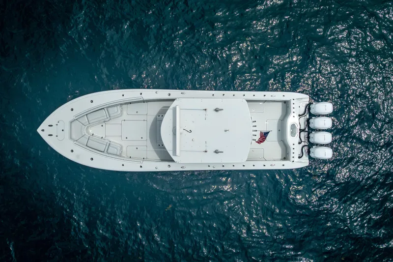 Slide: The Image of Aerial view of 2016 Yellowfin 39 Offshore boat on ocean water. - 20