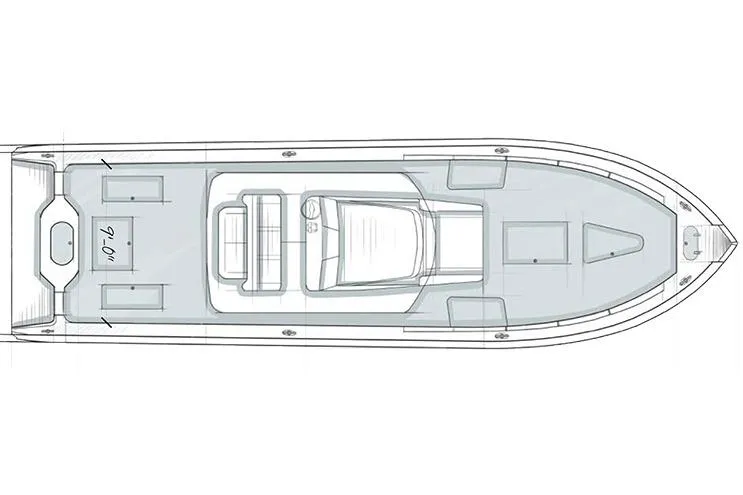 Slide: The Image of Manufacturer Provided Image: Top view schematic of a 2016 Yellowfin 39 boat model. - 64