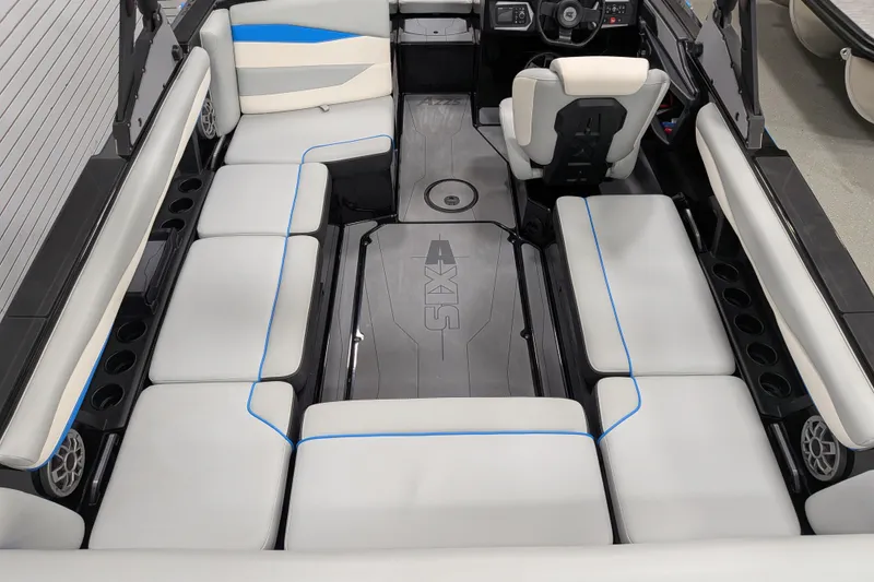 Slide: The Image of 2023 Axis A225 boat interior with spacious seating and modern design. - 26