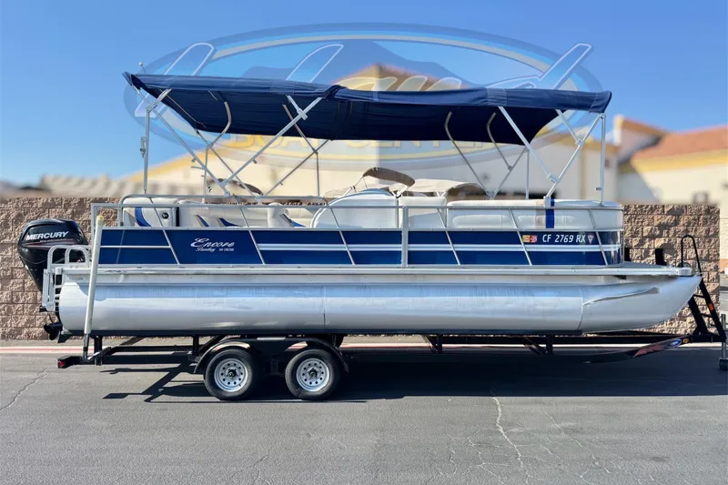 The Image of 2014 Bentley Pontoons Encore 240 Cruise with Mercury engine on trailer. - 0