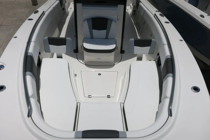 Slide: The Image of 2026 Robalo R270 Center Console boat interior with sleek seating and modern design. - 62