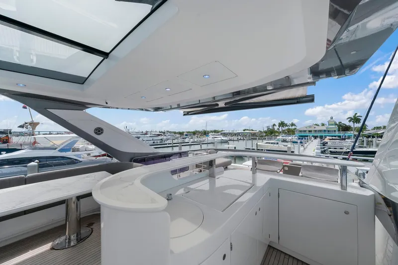Slide: The Image of Luxurious 2020 Azimut Fly 78 yacht interior with marina view and modern design. - 37