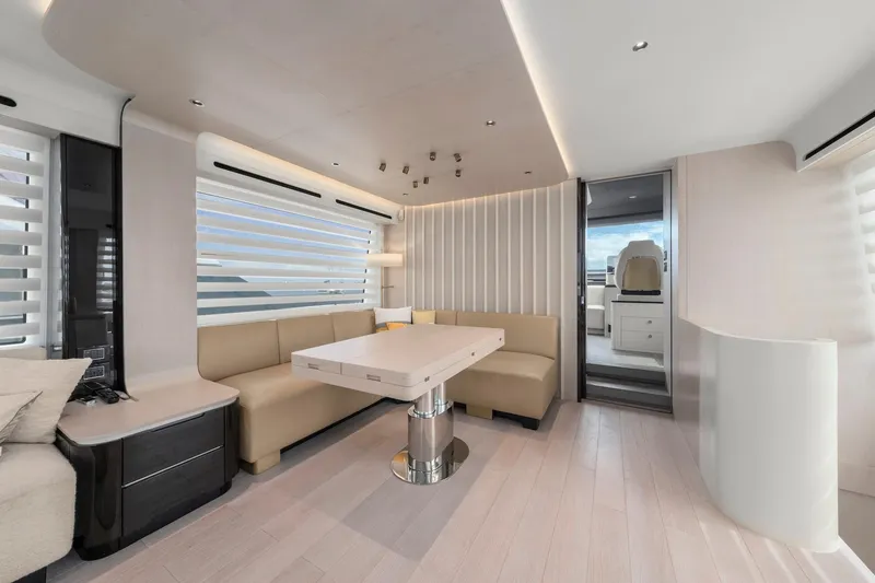 Slide: The Image of Luxurious interior of 2020 Azimut Fly 78 yacht with modern seating and sleek design. - 72