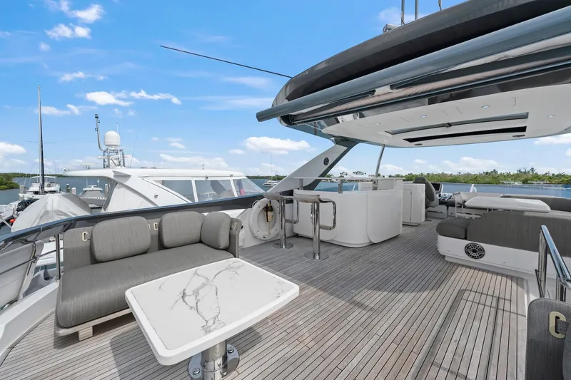 Slide: The Image of Luxurious 2020 Azimut Fly 78 yacht deck with elegant seating and modern design. - 33
