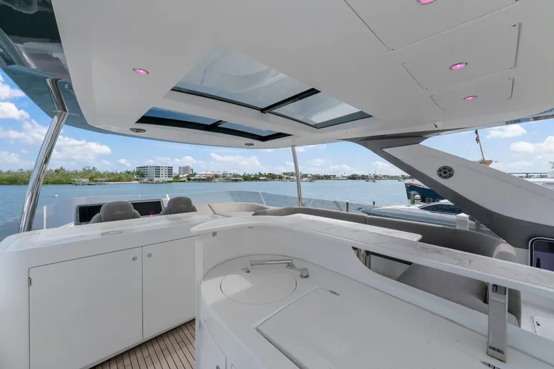 Slide: The Image of Luxurious 2020 Azimut Fly 78 yacht interior with modern design and scenic waterfront view. - 38