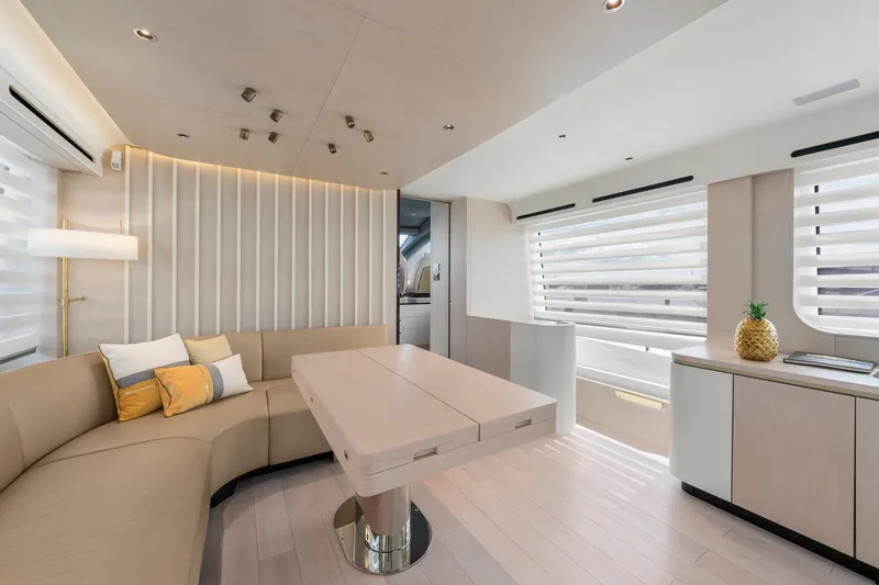 Slide: The Image of Luxurious interior of 2020 Azimut Fly 78 yacht with modern decor and elegant furnishings. - 73