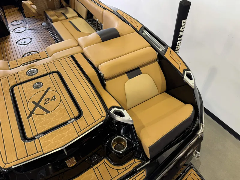 Slide: The Image of The image shows the luxurious interior of a 2025 MasterCraft X24 with elegant seating. - 11