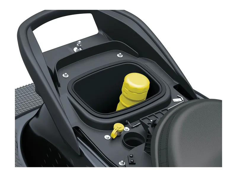 Slide: The Image of Close-up of a storage compartment on a Kawasaki Jet Ski with a yellow cap. - 13