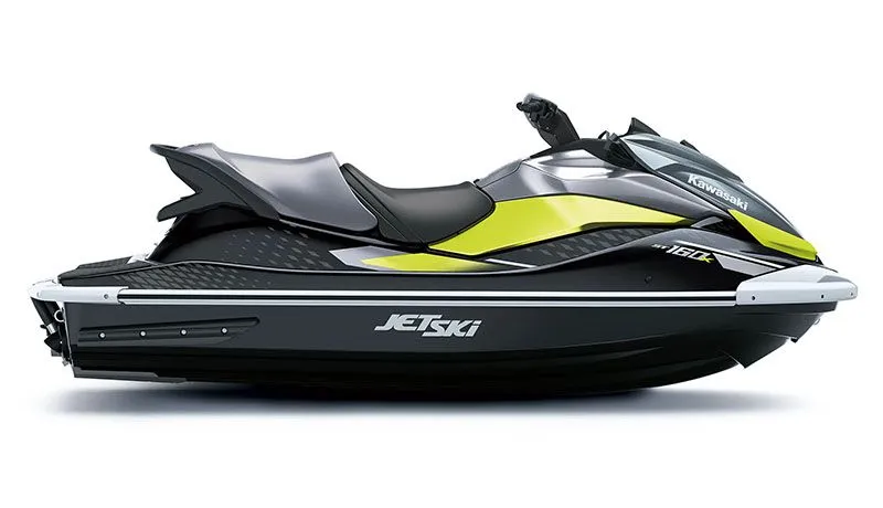 The Image of 2026 Kawasaki Jet Ski ST 160X with a sleek design and yellow accents. - 1