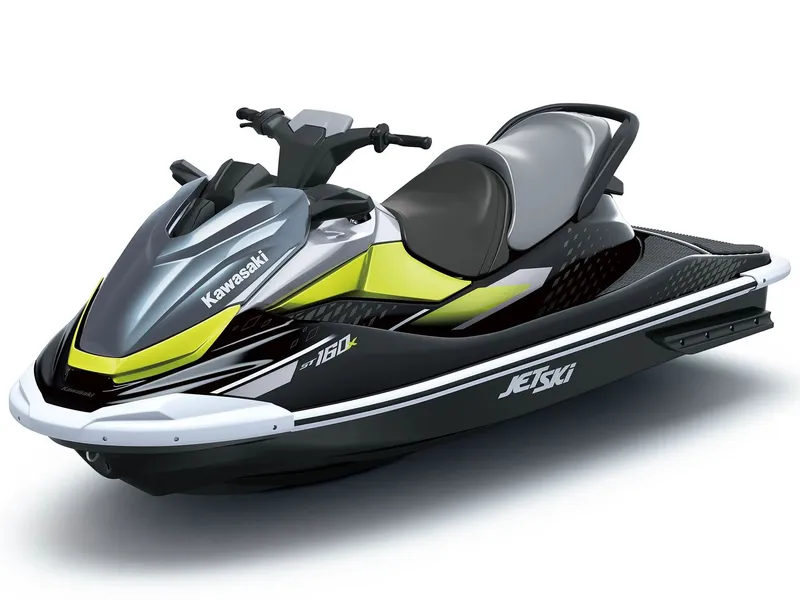 Slide: The Image of A modern 2026 Kawasaki Jet Ski® ST® 160X with a sleek design and yellow accents. - 3