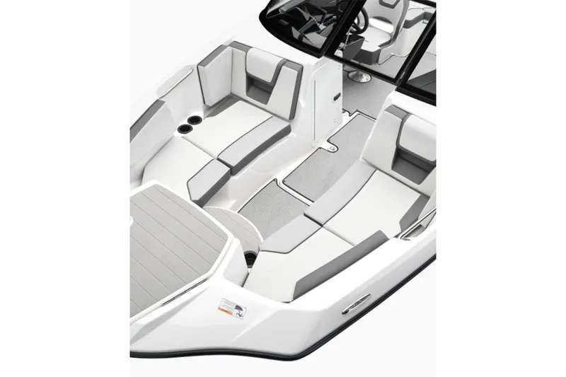 Slide: The Image of Yamaha SX220 2026: Modern interior with gray and white upholstery, cup holders, and sleek lines. - 6