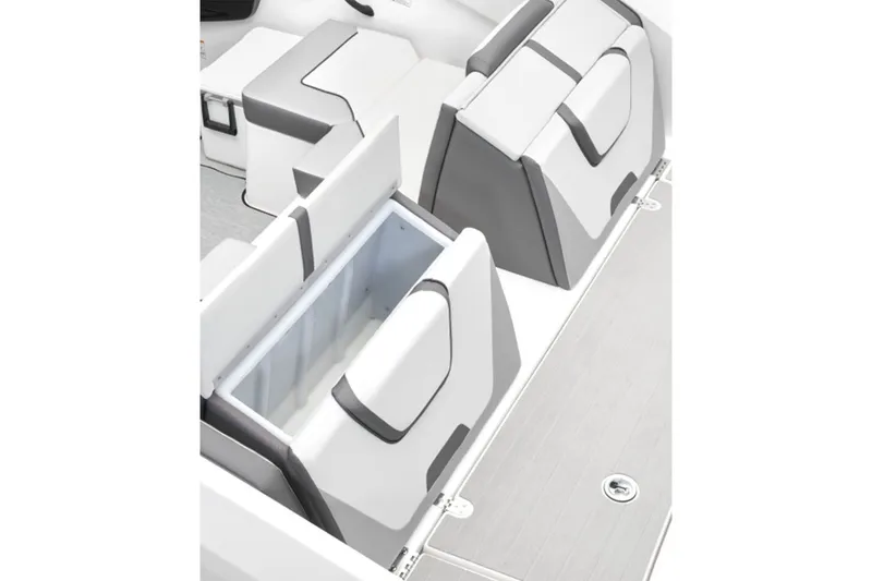 Slide: The Image of The 2026 Yamaha SX220 features an open storage compartment with cushioned seats in a modern design. - 3
