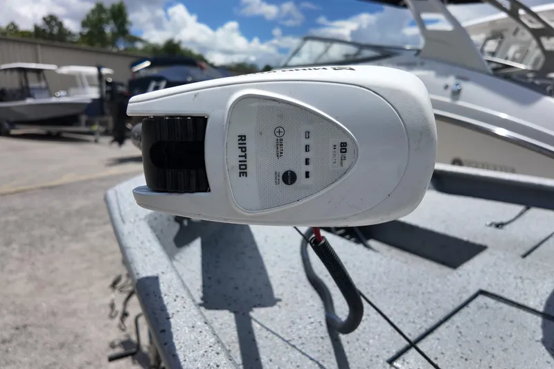 Slide: The Image of Close-up of a Riptide trolling motor on a 2016 Xpress XP7 boat. - 7