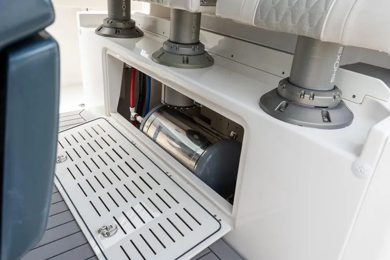 Slide: The Image of Storage compartment in 2023 Solace 41CS boat, featuring sleek design and advanced equipment. - 52