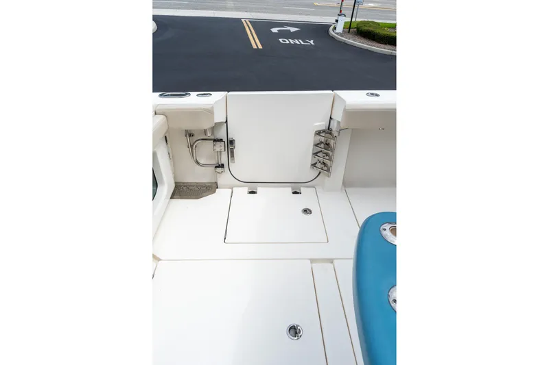 Slide: The Image of 2023 Solace 41CS boat deck with hatch and stainless steel fittings. - 32