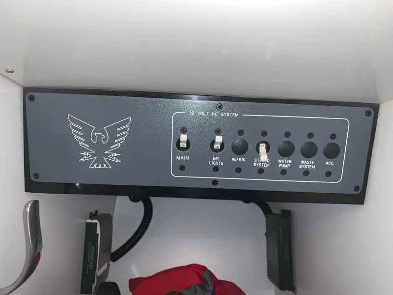 Slide: The Image of A control panel with multiple switches for various systems, including lighting and water system. - 24