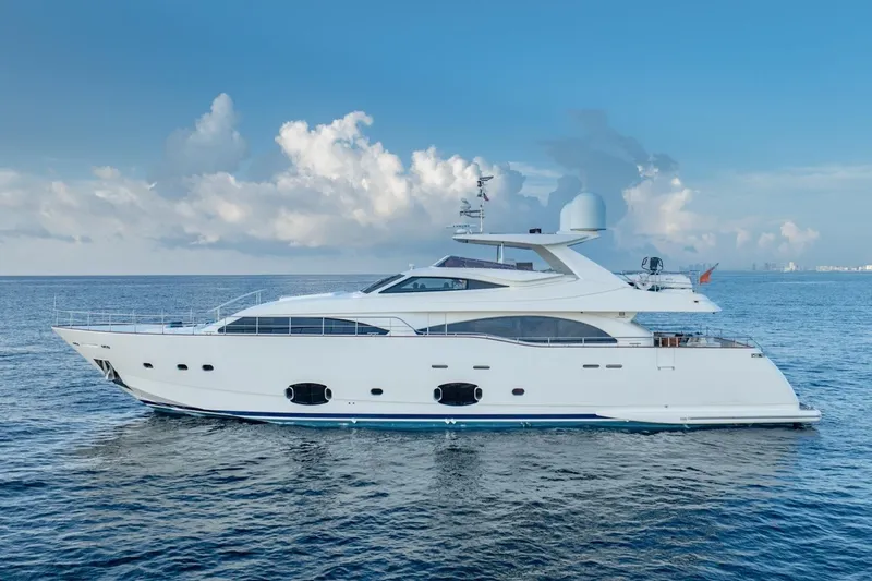 The Image of Luxury 2011 Ferretti Yachts 97 cruising on open sea under clear skies. - 0