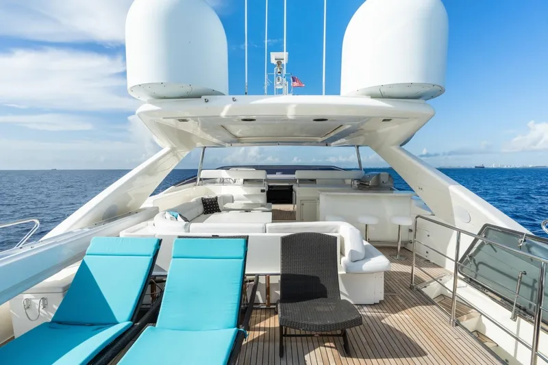 Slide: The Image of Luxurious 2011 Ferretti Yachts 97 with spacious deck and ocean view. - 44