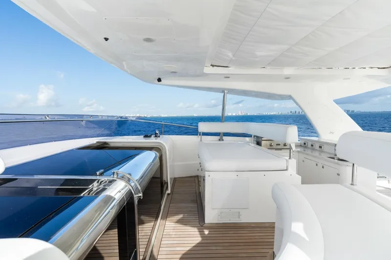 Slide: The Image of Luxurious 2011 Ferretti Yachts 97 with spacious deck and ocean view. - 56