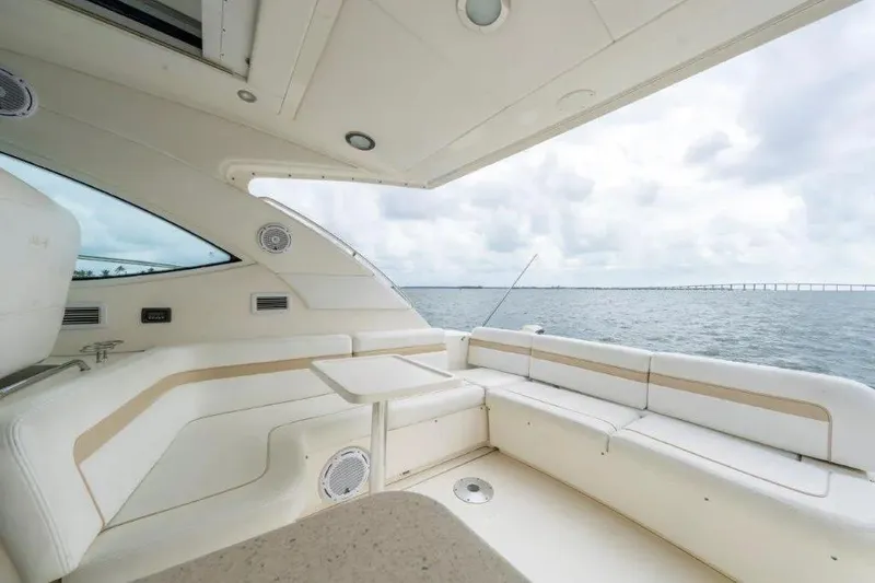 Slide: The Image of Luxurious 2009 Sea Ray 43 Sundancer yacht interior with ocean view. - 46