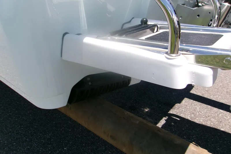 Slide: The Image of 2027 Sportsman Masters 247OE Bay Boat transom detail with stainless steel ladder. - 4