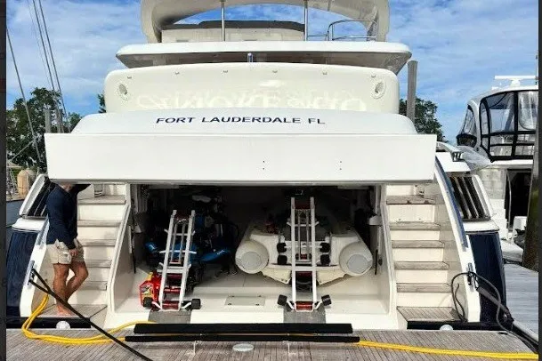Slide: The Image of 2009 Princess 85 Motor Yacht docked in Fort Lauderdale, showcasing engine compartment. - 14