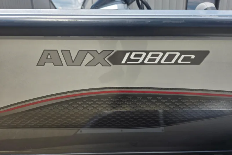 Slide: The Image of 2023 Vexus AVX1980C boat model logo with sleek design and modern detailing. - 21
