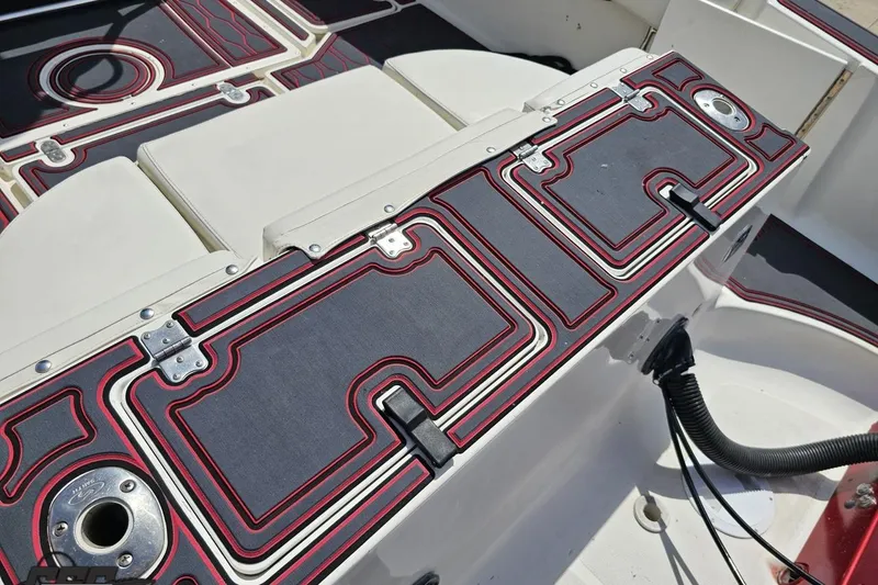 Slide: The Image of 2005 Fountain 34 Sportfish CC Open Bow with detailed deck design and seating. - 41
