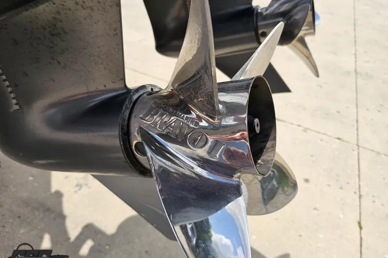 Slide: The Image of Close-up of a Mercury Bravo III propeller on a 2005 Fountain 34 Sportfish CC Open Bow. - 33