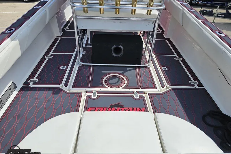 Slide: The Image of 2005 Fountain 34 Sportfish CC Open Bow with custom deck design and seating. - 49