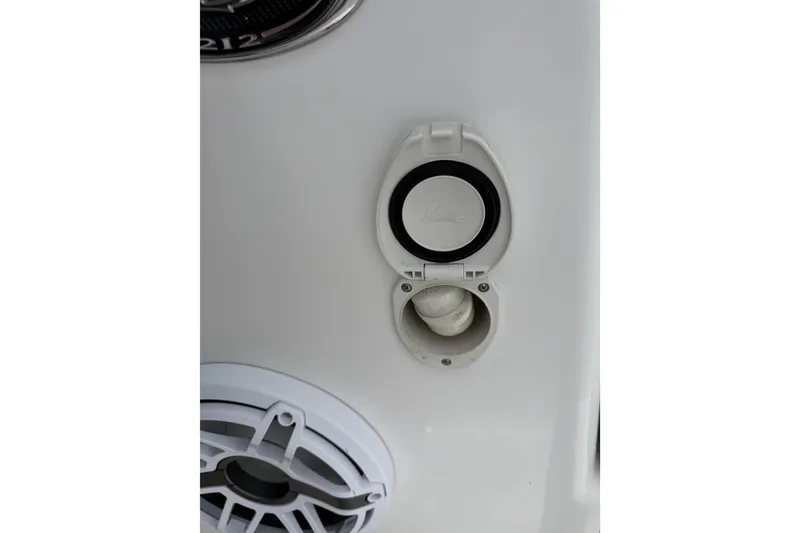 Slide: The Image of 2017 Sportsman Open 212 Center Console boat detail with speaker and port. - 12