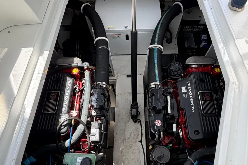 Slide: The Image of Engine compartment of a 2009 Cruisers Yachts 360 Express with Volvo Penta engines. - 59