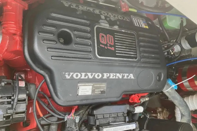 Slide: The Image of Volvo Penta engine in 2009 Cruisers Yachts 360 Express, showcasing powerful marine engineering. - 50