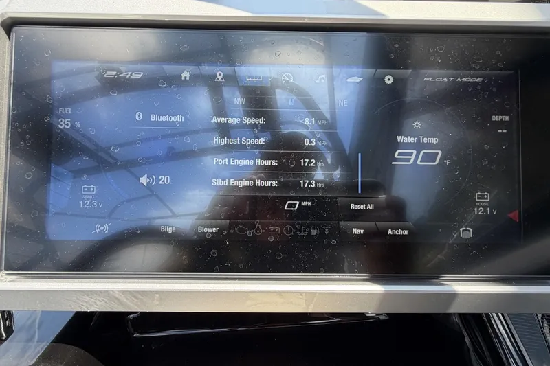 Slide: The Image of Dashboard of a 2026 Yamaha Boats 255XE showing fuel, speed, and water temperature. - 7