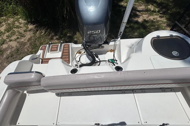 Slide: The Image of 2016 Sea Fox 249 Avenger boat with Yamaha 250 engine, viewed from above. - 80