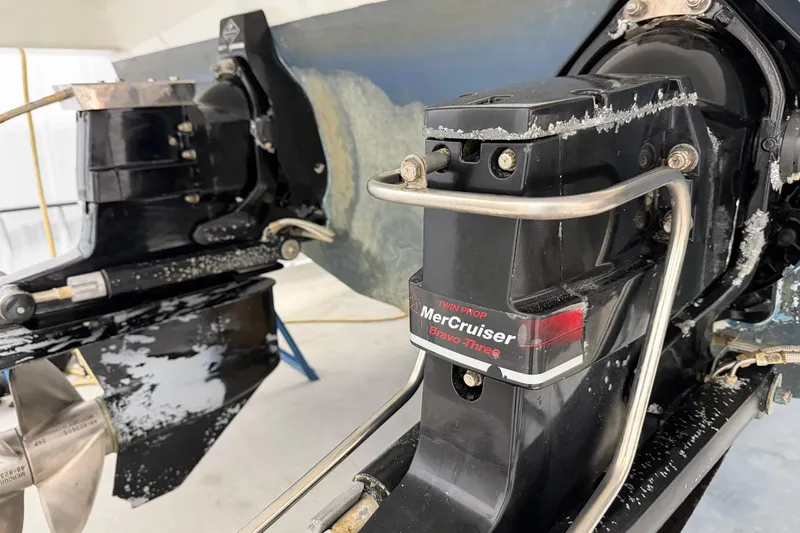 Slide: The Image of Close-up of a 2004 Formula 34 Performance Cruiser's MerCruiser Bravo Three outdrive. - 36