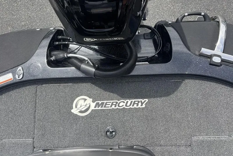 Slide: The Image of Rear deck of a 2018 Nitro Z19 Pro boat with Mercury branding. - 28