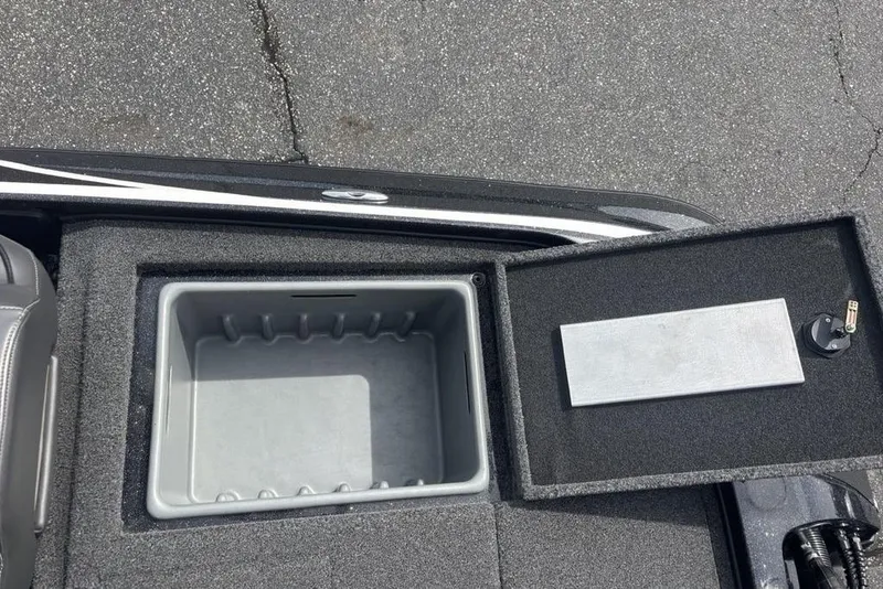 Slide: The Image of Open storage compartment in 2018 Nitro Z19 Pro boat, featuring a spacious interior. - 30