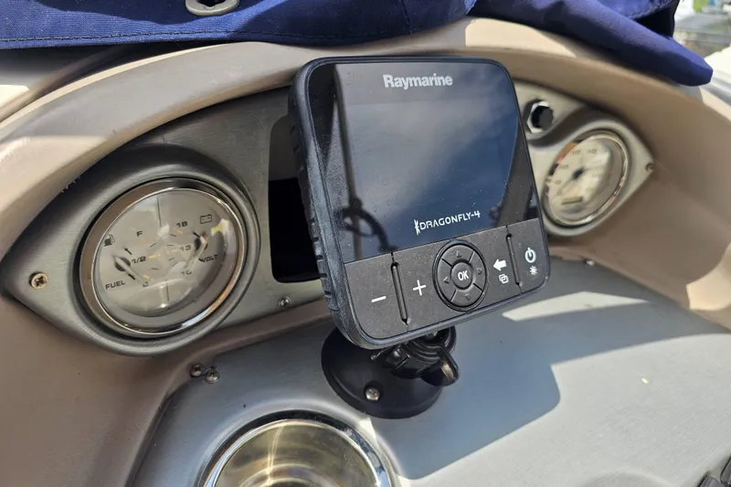 Slide: The Image of Dashboard of 2006 Hurricane SunDeck 237 DC OB with Raymarine Dragonfly-4 display. - 19