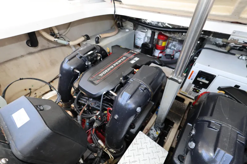 Slide: The Image of Engine compartment of a 2015 Regal 35 Sport Coupe with Volvo Penta engines. - 27
