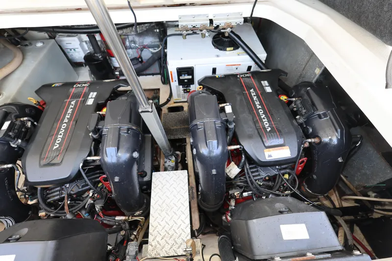 Slide: The Image of Engine compartment of a 2015 Regal 35 Sport Coupe with Volvo Penta engines. - 25