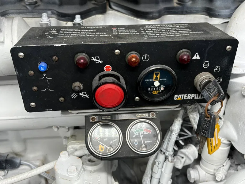 Slide: The Image of Close-up of an engine control panel with various gauges and switches. - 49