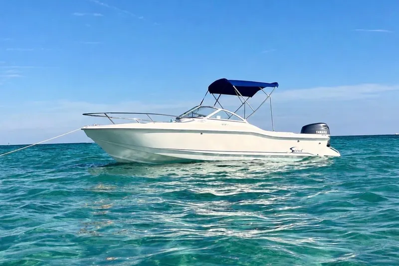 The Image of 2001 Scout 202 Dorado boat with Yamaha engine on clear blue water. - 0
