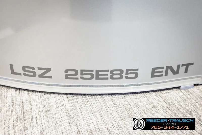 Slide: The Image of 2026 Avalon LSZ ENT boat model detail with Reeder-Trausch Marine contact information. - 55
