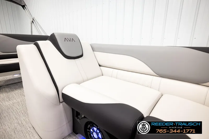 Slide: The Image of Luxurious seating in the 2026 Avalon LSZ ENT boat, featuring sleek design and premium materials. - 46
