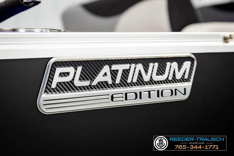 Slide: The Image of 2026 Avalon LSZ ENT Platinum Edition badge with Reeder-Trausch Marine contact details. - 56