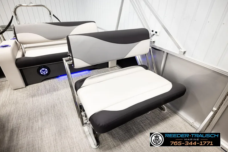 Slide: The Image of 2026 Avalon LSZ ENT boat interior with stylish seating and modern design. - 23