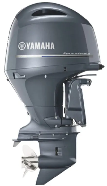 Slide: The Image of A Yamaha F175LA outboard motor from 2022 in gray color. - 3