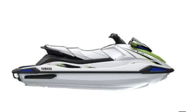 The Image of A 2026 Yamaha WaveRunner VX in white with green accents, sleek design, ideal for watersports. - 1
